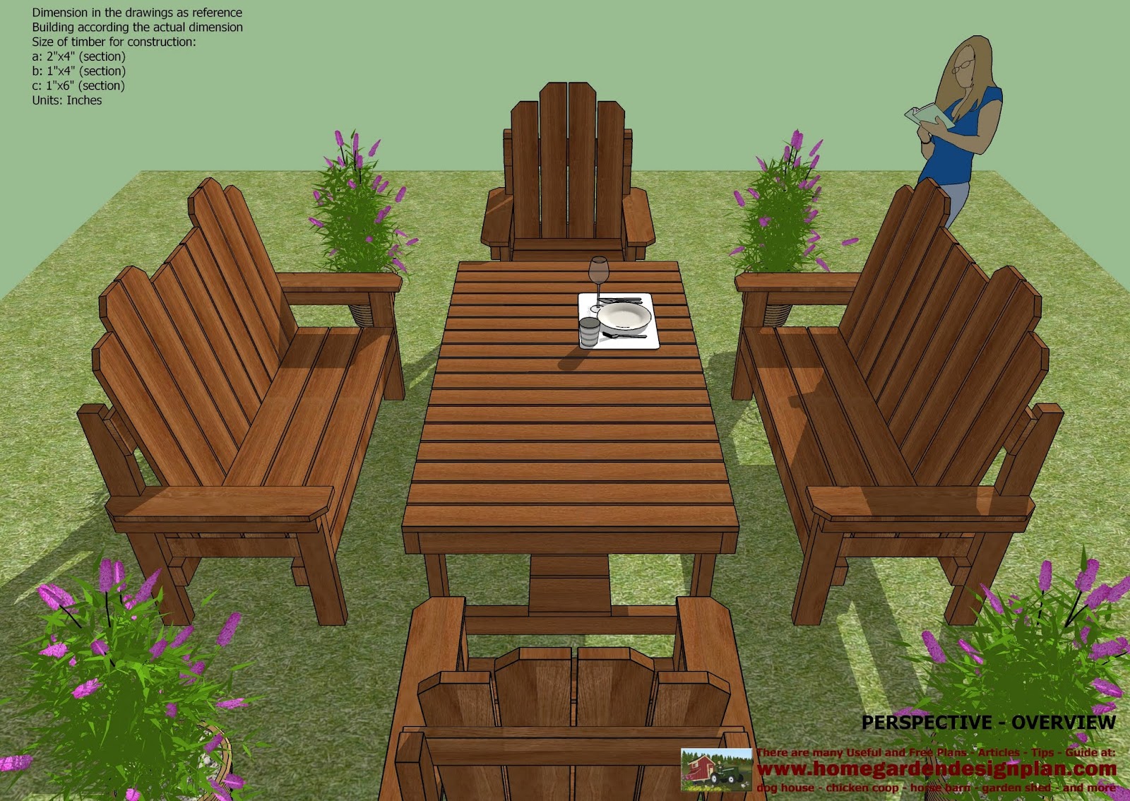 Garden Teak Table And Bench Set Furniture