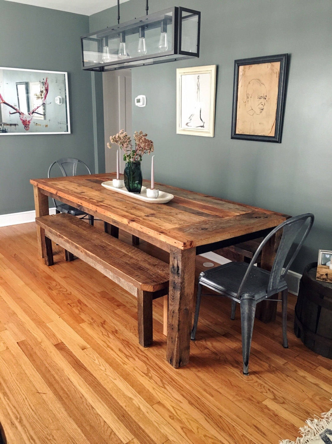 Teak Wood Farmhouse Dining Room Table