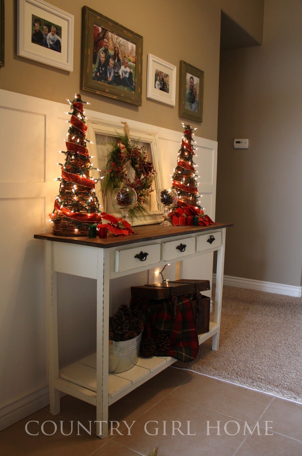 Traditional Entry Table Christmas Decor