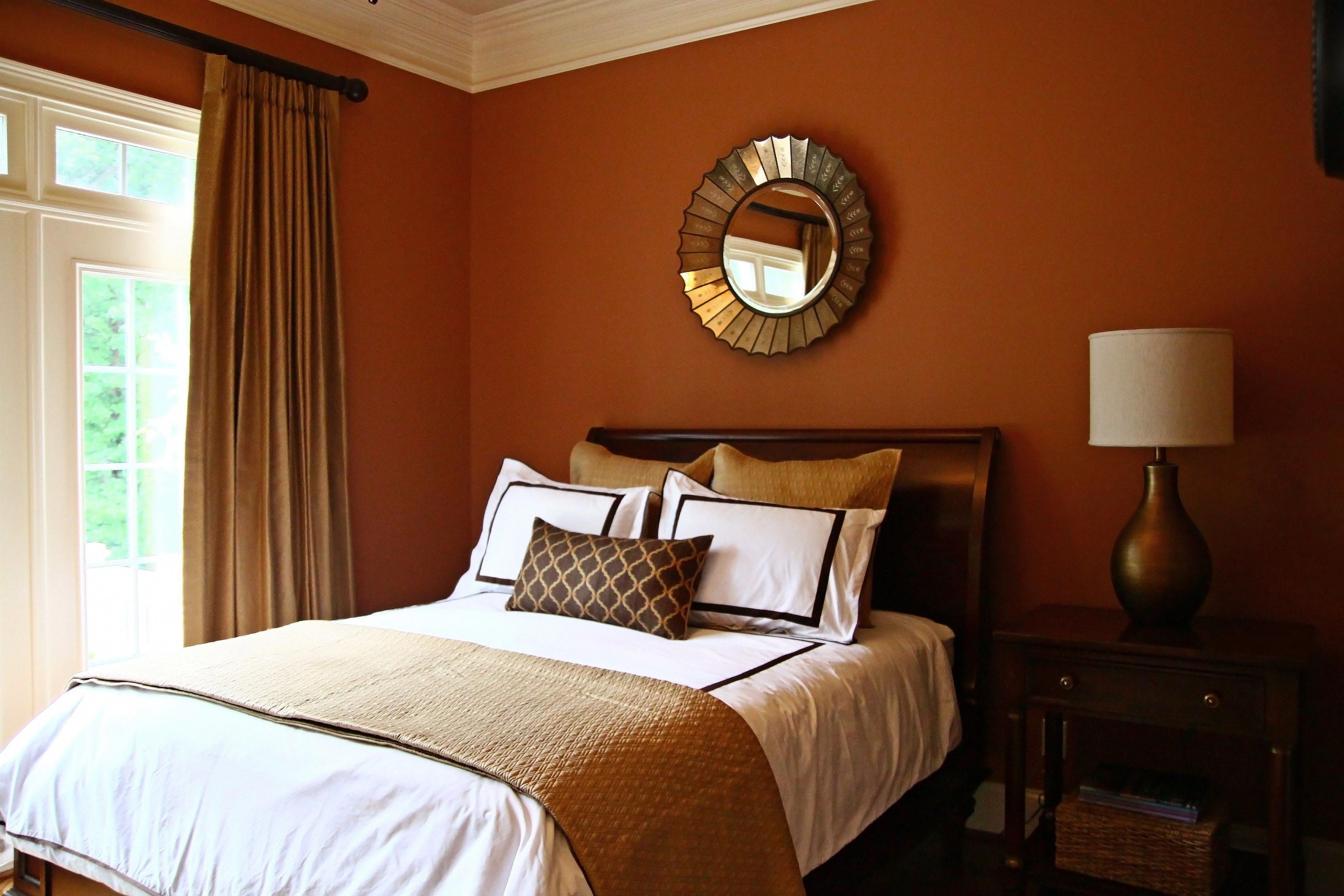 Orange Two Colour Combination For Bedroom Walls