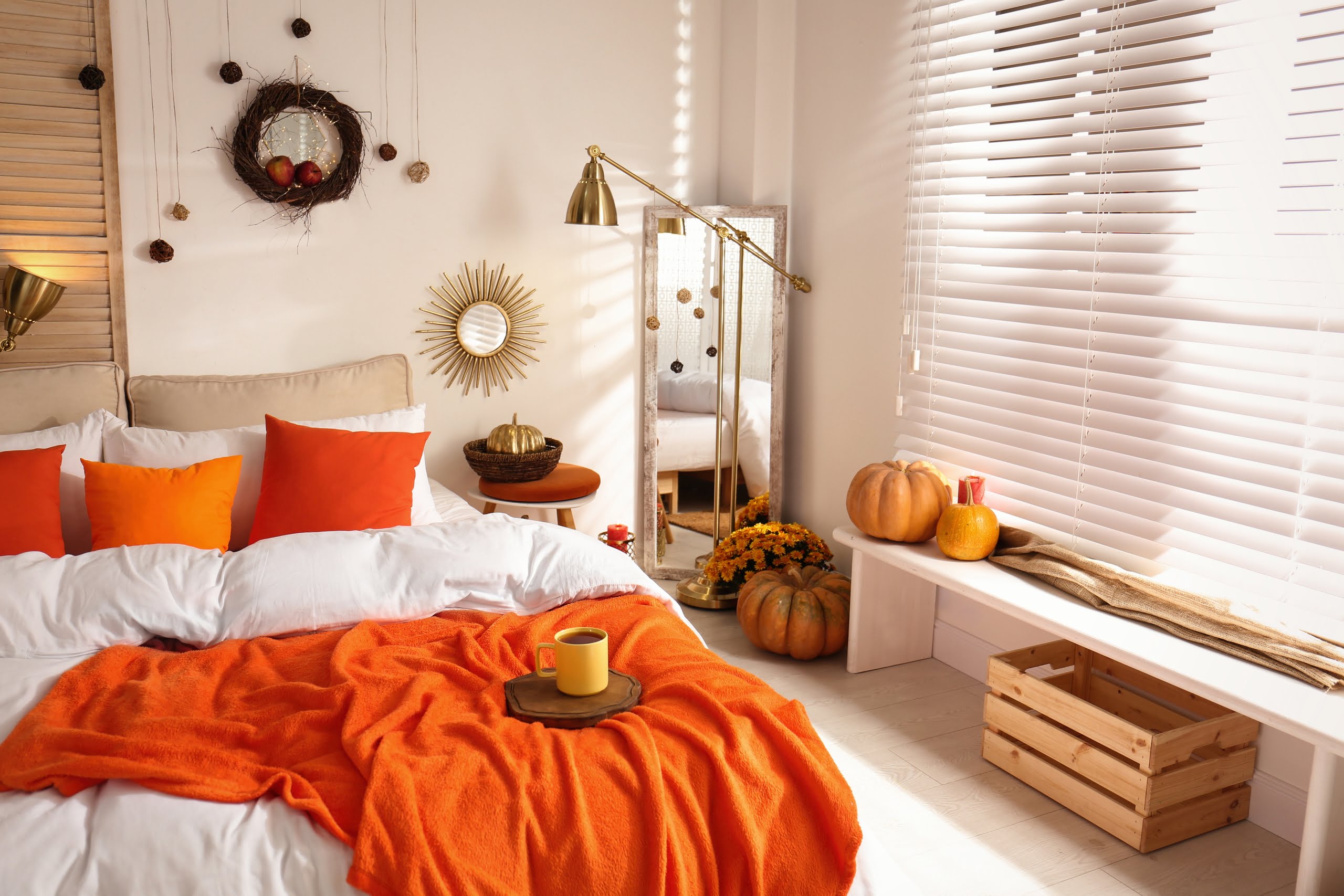 Orange Two Colour Combination For Bedroom Walls