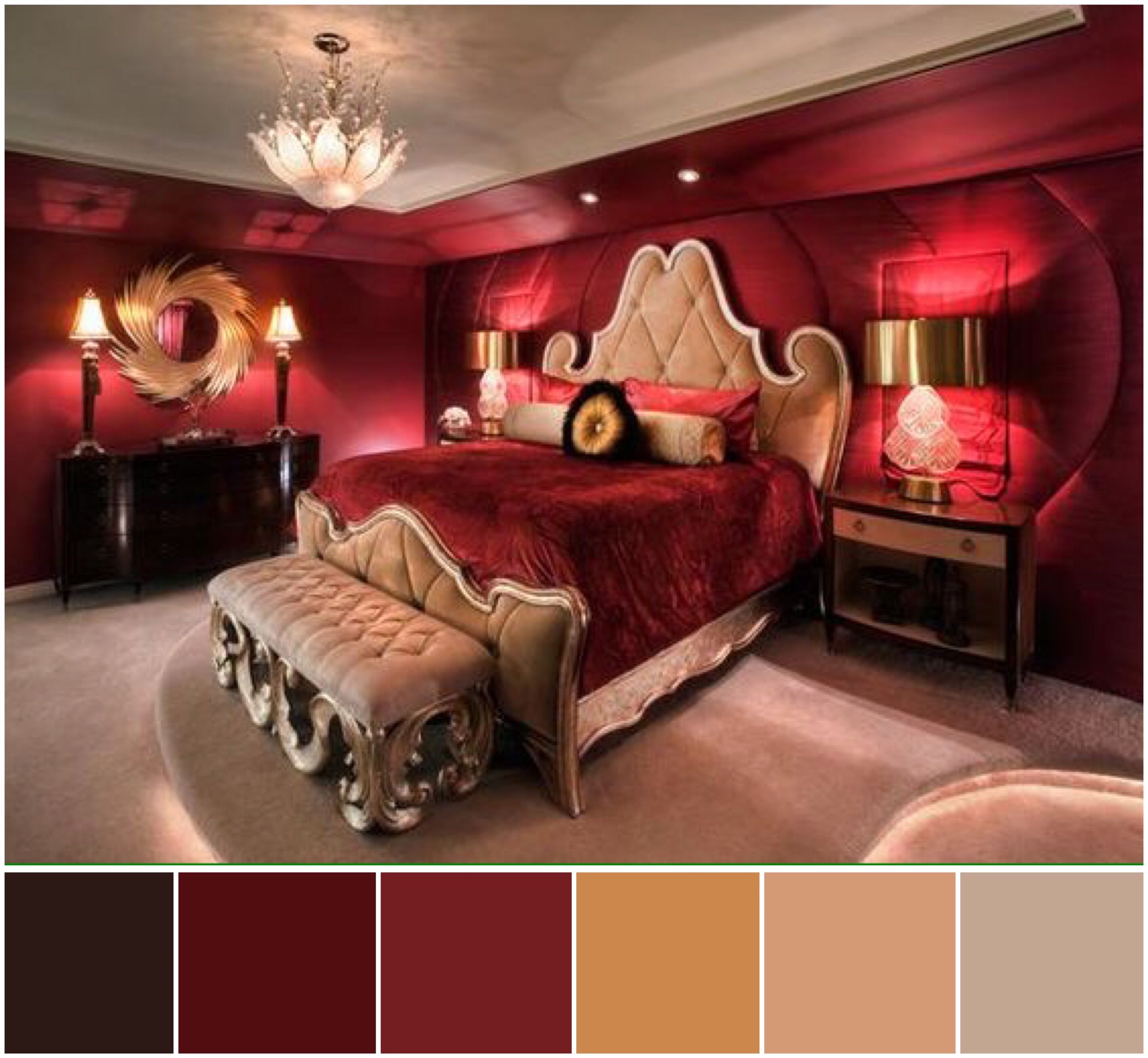 Modern Bedroom In Licorice Muslin And Red