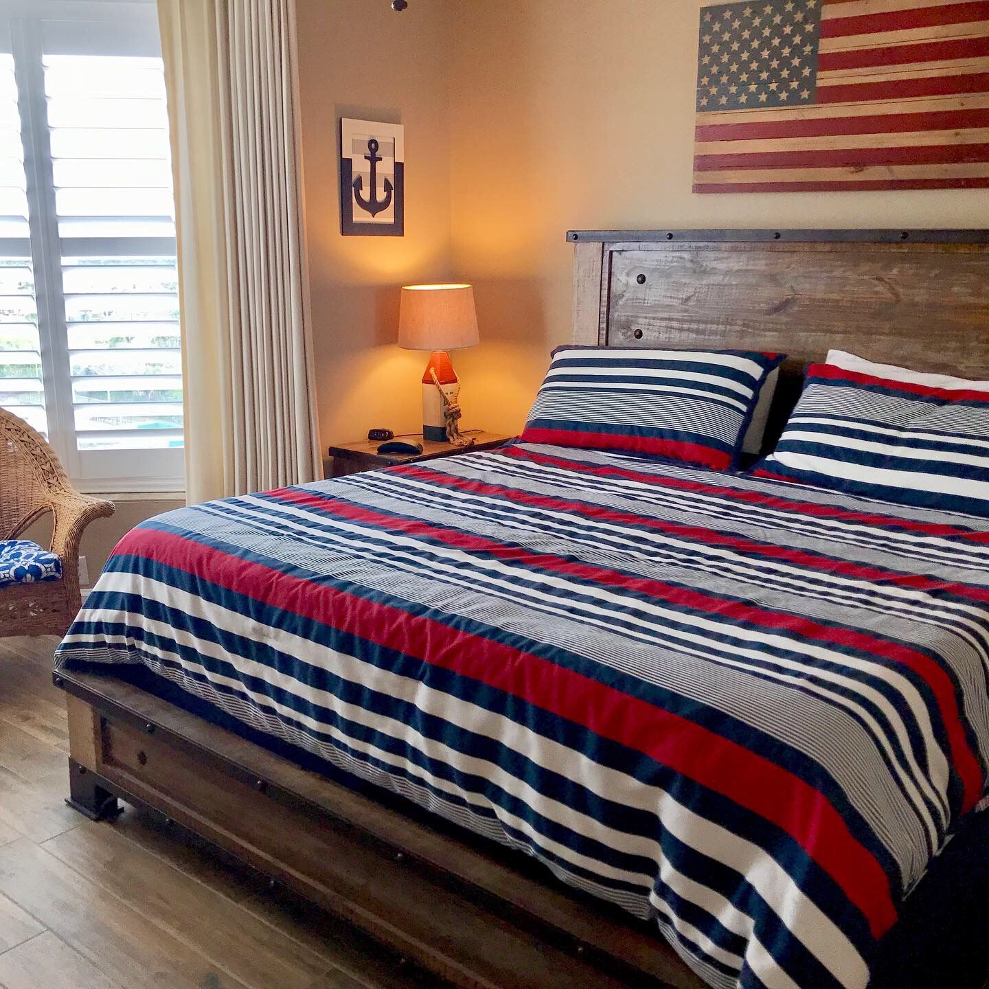 Modern Master Bedroom In Patriotic White