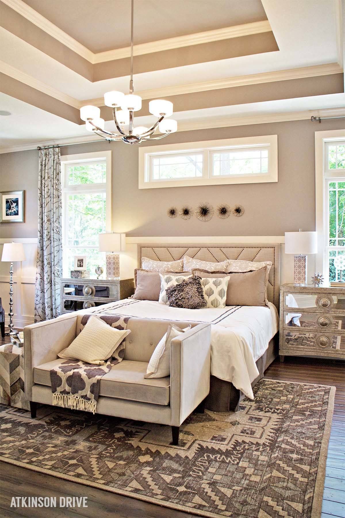 Neutral Bedroom With Airy Metallics