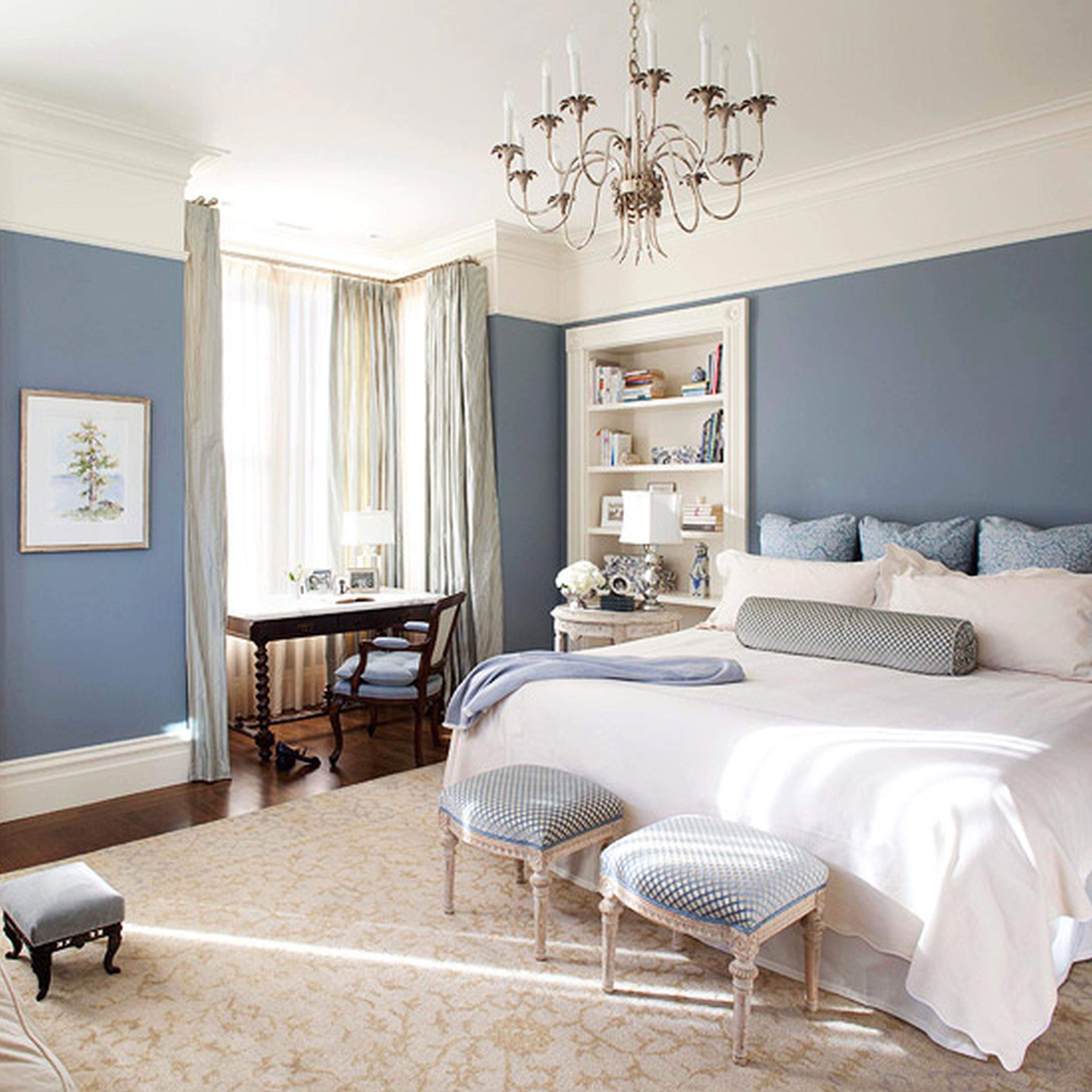 Blue White French Bedroom