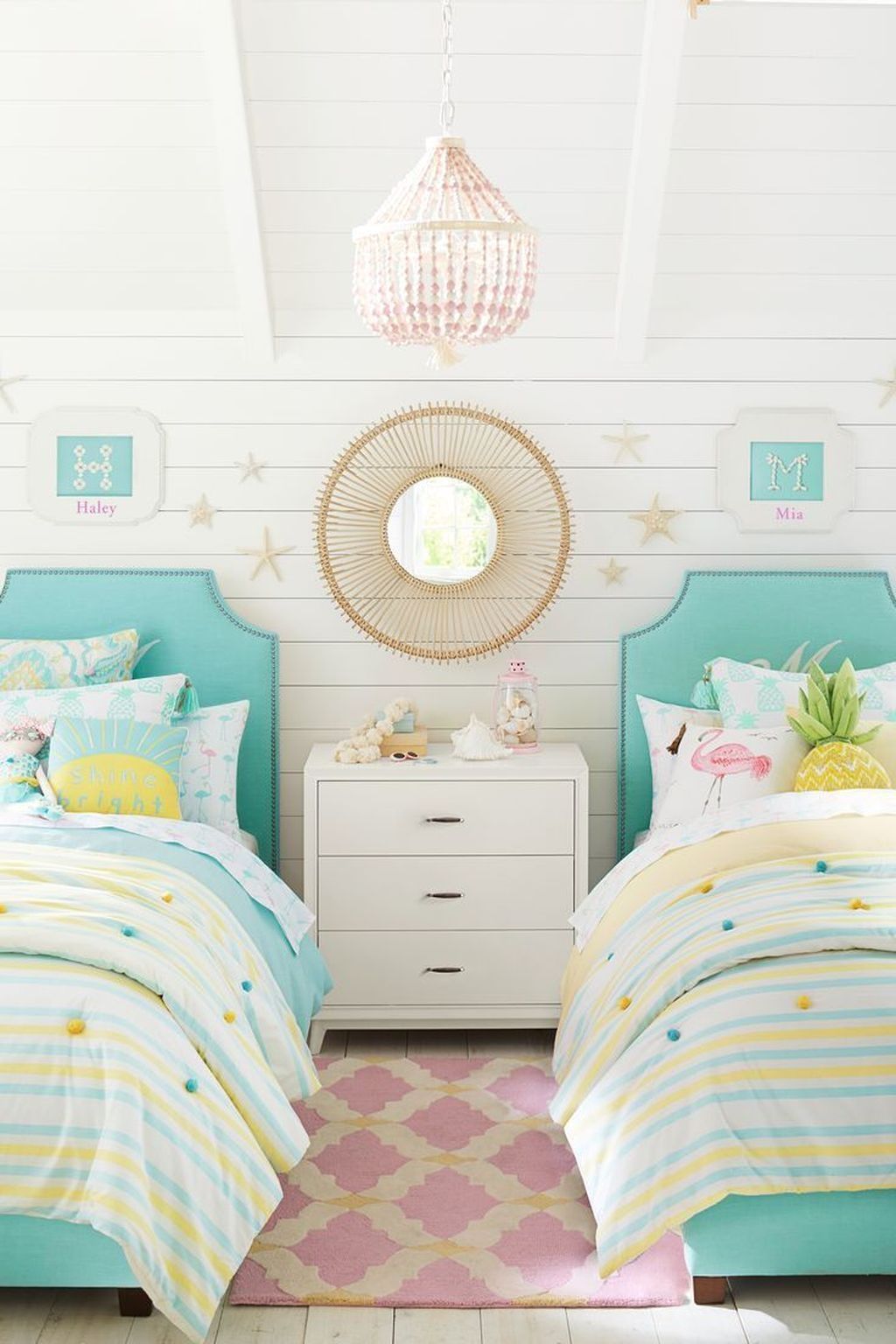 Tropical Bedroom In Pastel Pink