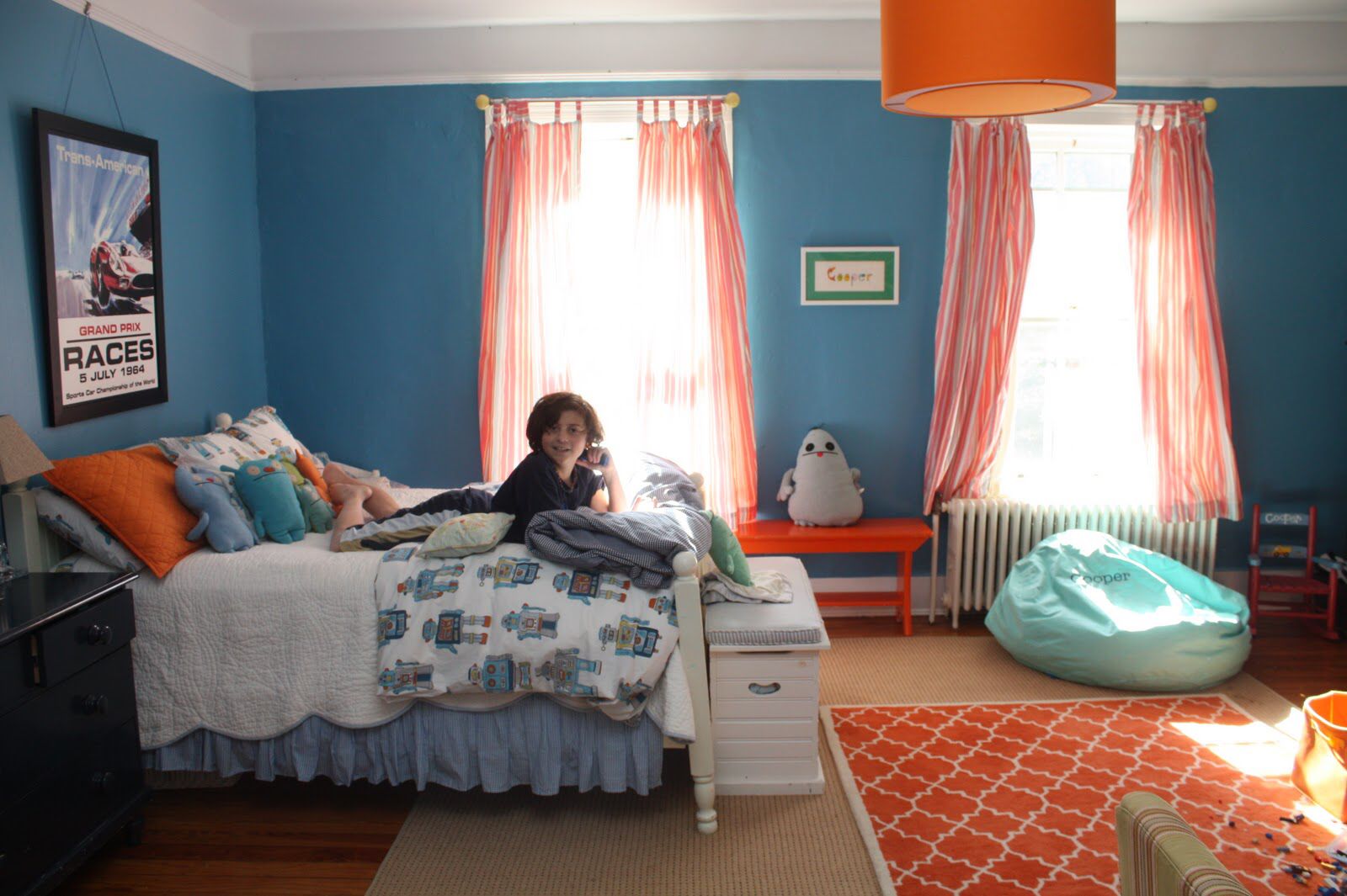 Blue And Orange Country Bedroom