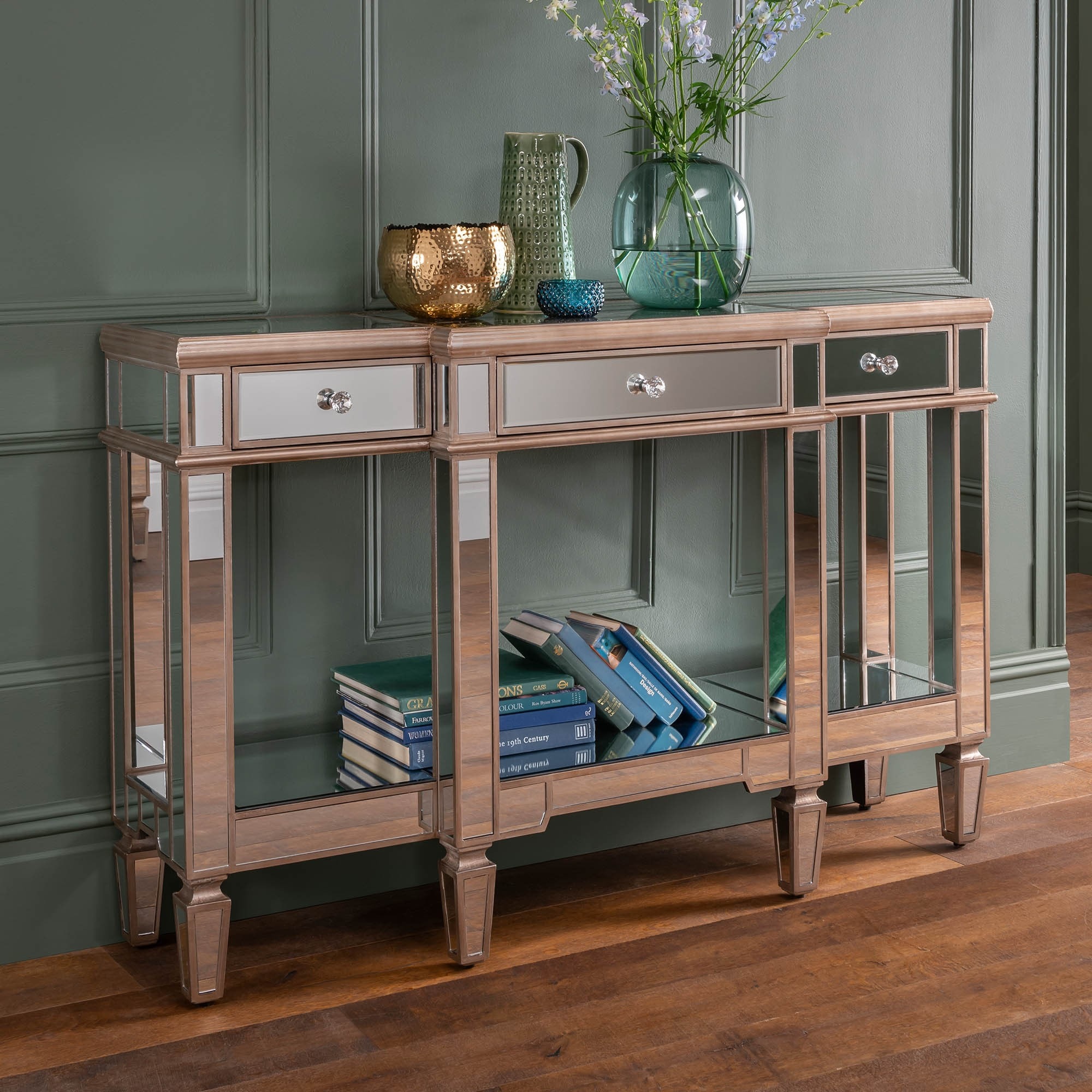 Chic Mirrored Console Tables For Entryways