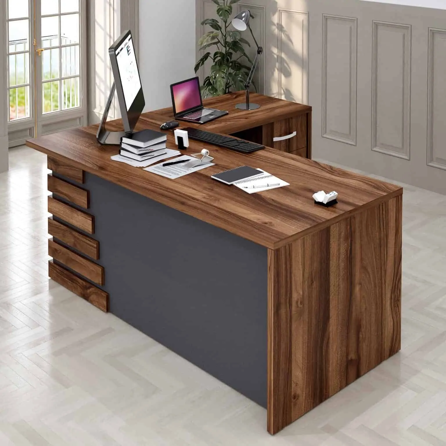 Stylish Home Office Desk With Storage